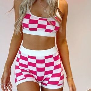 Pink Checkered Matching Set